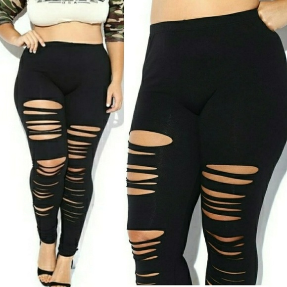 Pants - S-L, 1x-3x PLUS SIZE LASER CUT PLUS LEGGINGS